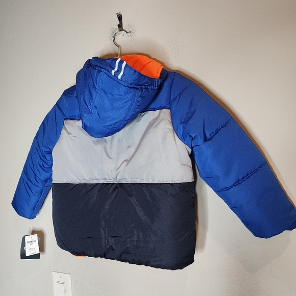 NWT Oshkosh 2-Piece Snowsuit Set Fleece Lined Blue Grey Coat Navy Bib M 5-6 - Picture 6 of 16